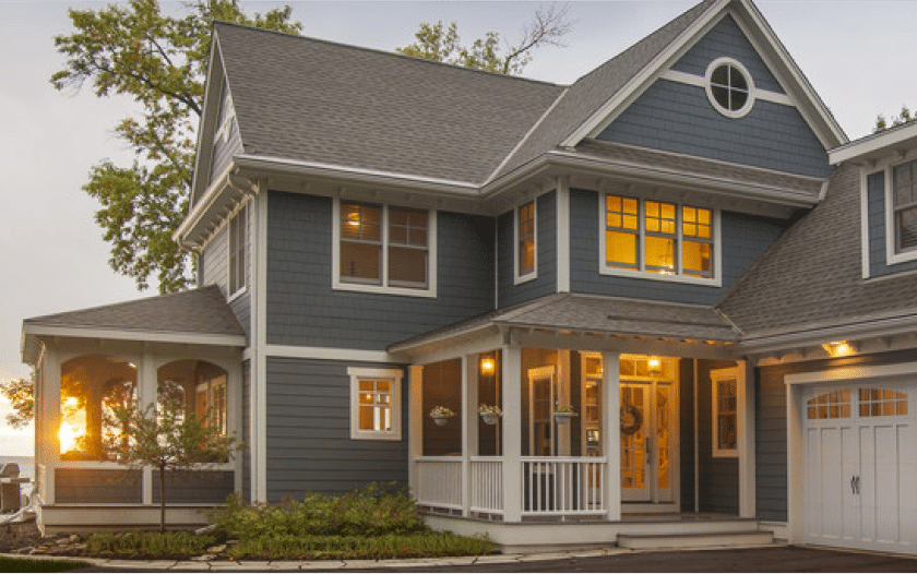 Beautiful home with blue siding